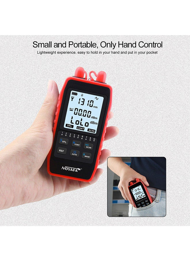 NF-908L Multifunction Optical Power Meter OPM Visual Fault Locator Network Cable Test Gauge Rechargeable LCD Digital Optical Fiber Tester
