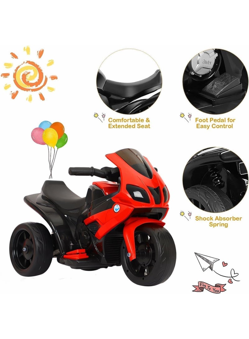 RUIYADA Kids Sports Motorcycle 6V Ride on Motorcycle with Hand Racing Foot Brake Light Wheel Kids Ride on Toys Children Electric Bike Red - Image 3