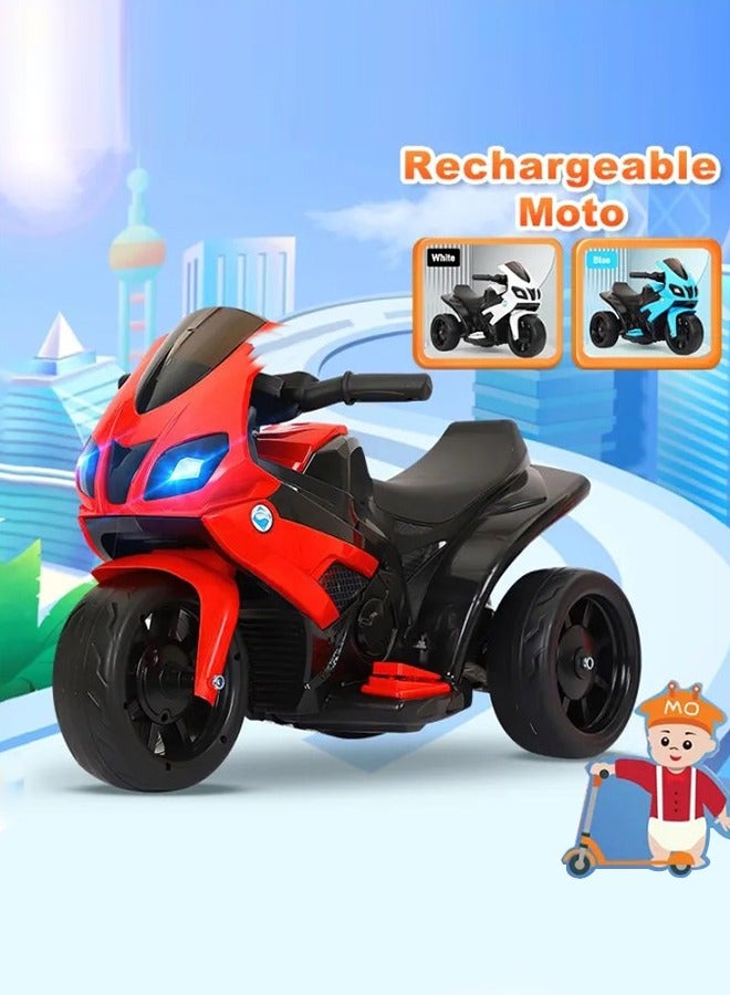 RUIYADA Kids Sports Motorcycle 6V Ride on Motorcycle with Hand Racing Foot Brake Light Wheel Kids Ride on Toys Children Electric Bike Red - Image 1