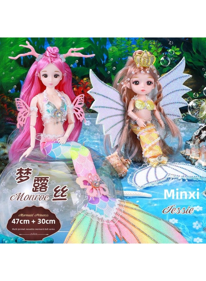 Girl's Toy Mermaid Toy Princess Girl's Children's Simulation Exquisite Doll Children's Dance School Gift Gift-Color:Beiqi 【about 30cm】 + 【gift Bag For Free】】-Height:High-end Transparent Window Gift Box - Image 5
