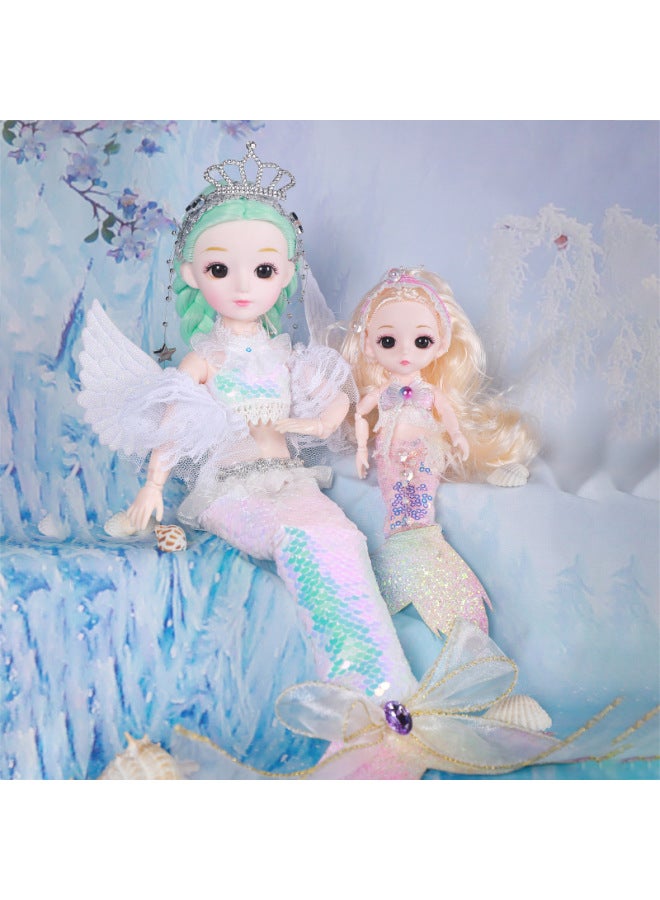 Girl's Toy Mermaid Toy Princess Girl's Children's Simulation Exquisite Doll Children's Dance School Gift Gift-Color:Beiqi 【about 30cm】 + 【gift Bag For Free】】-Height:High-end Transparent Window Gift Box - Image 2