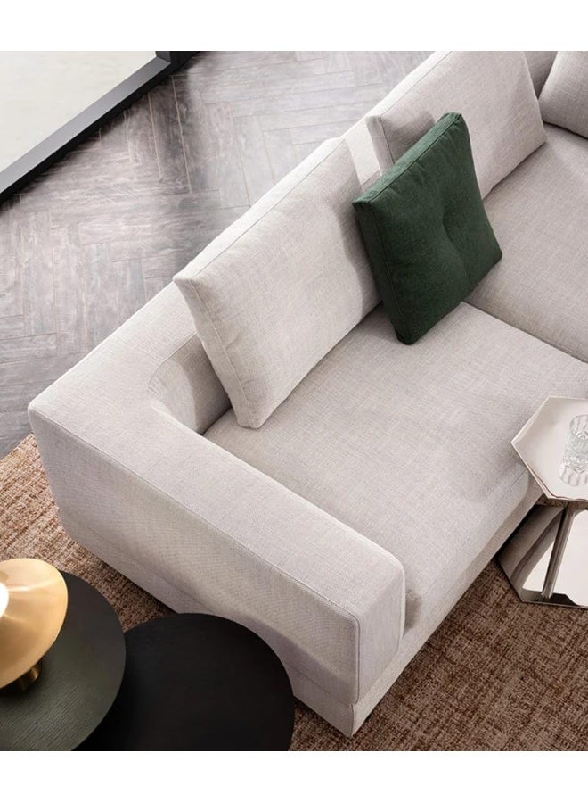 Modern Curved Sectional Sofa, Linen Upholstery 408 x 228 x 83 cm - Image 4