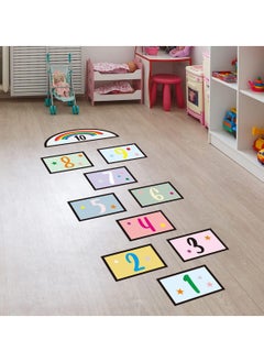 RATSAW 10 Number DIY Hopscotch Game Wall Stickers Floor Decals Wall Decals Set Colorful Rainbow Floor Decals for Baby Kids Room Nursery Classroom Play Room  - Image 1