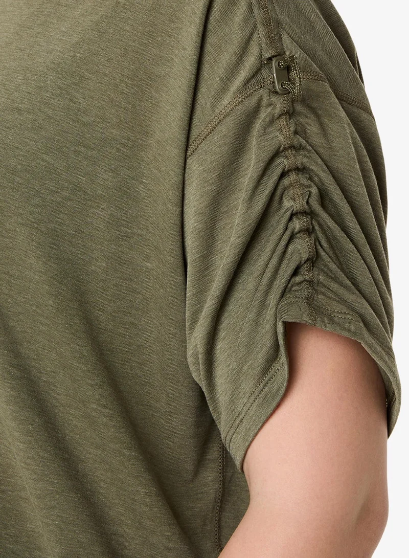 Asics DARK OLIVE Nagino Run Adjustable T-Shirt for Women | Best Price UAE