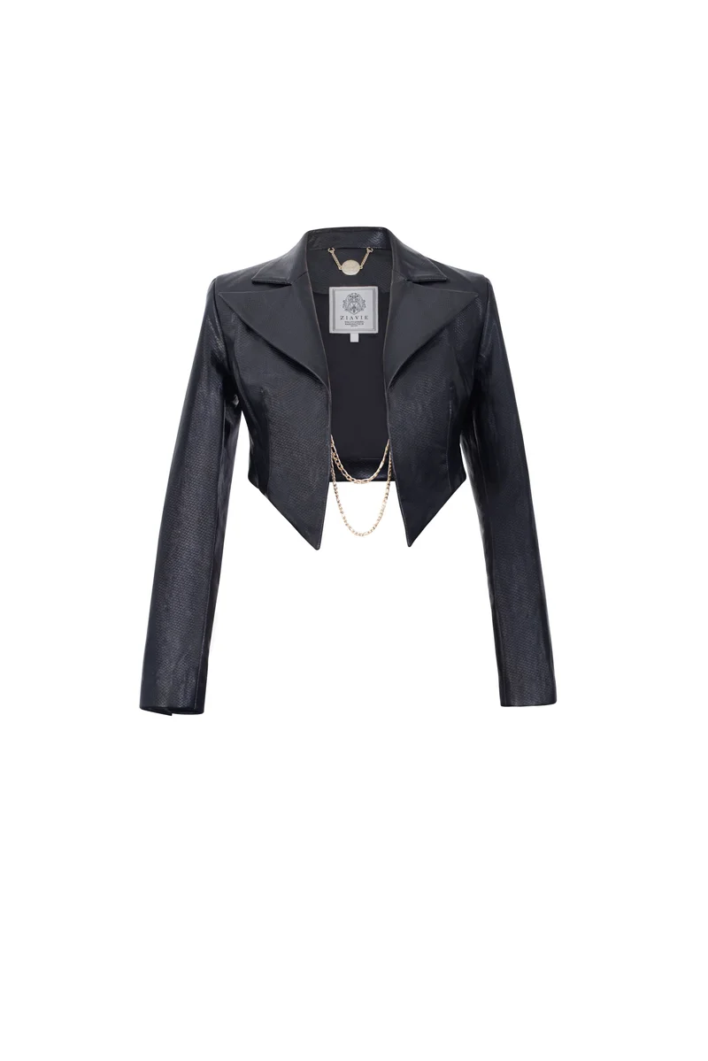 Leather cropped blazer