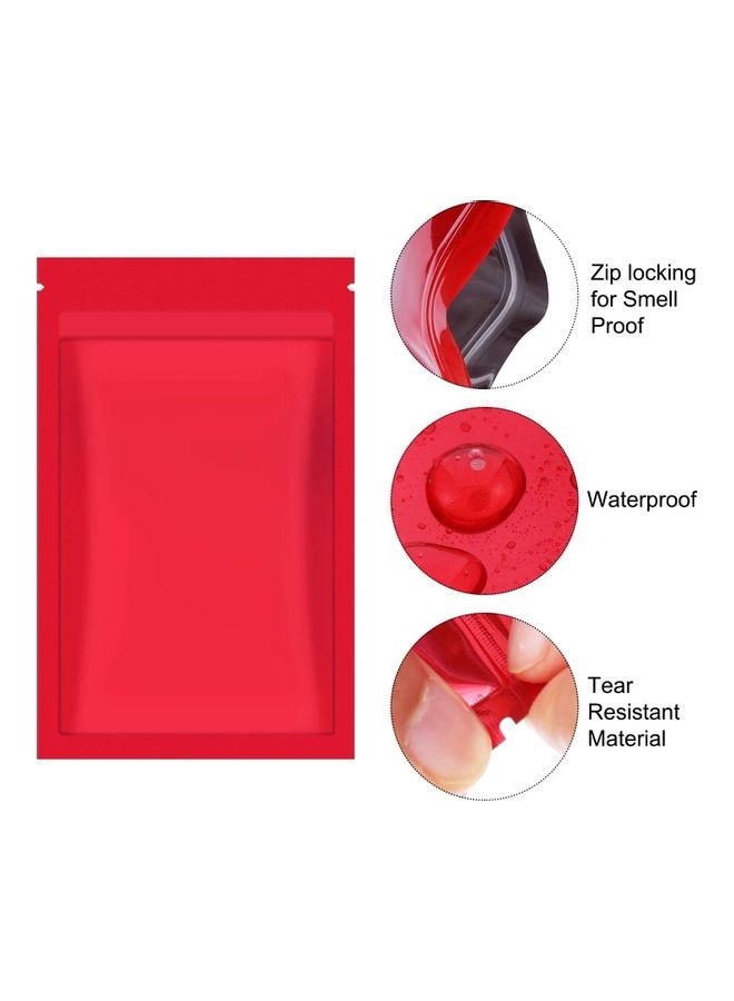 Aknur 100-Piece Resealable Smell-Proof Foil Pouch Red 10x15cm - Image 3