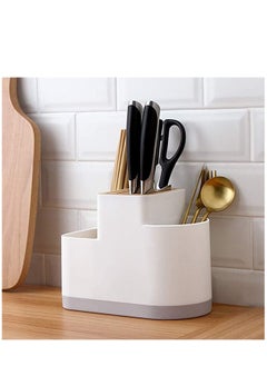 KASTWAVE Multifunction Kitchen Storage Rack Plastic Draining Inserted Knife Block Flatware Organizer Cutlery Holder for Chopsticks Spoons  - Image 2