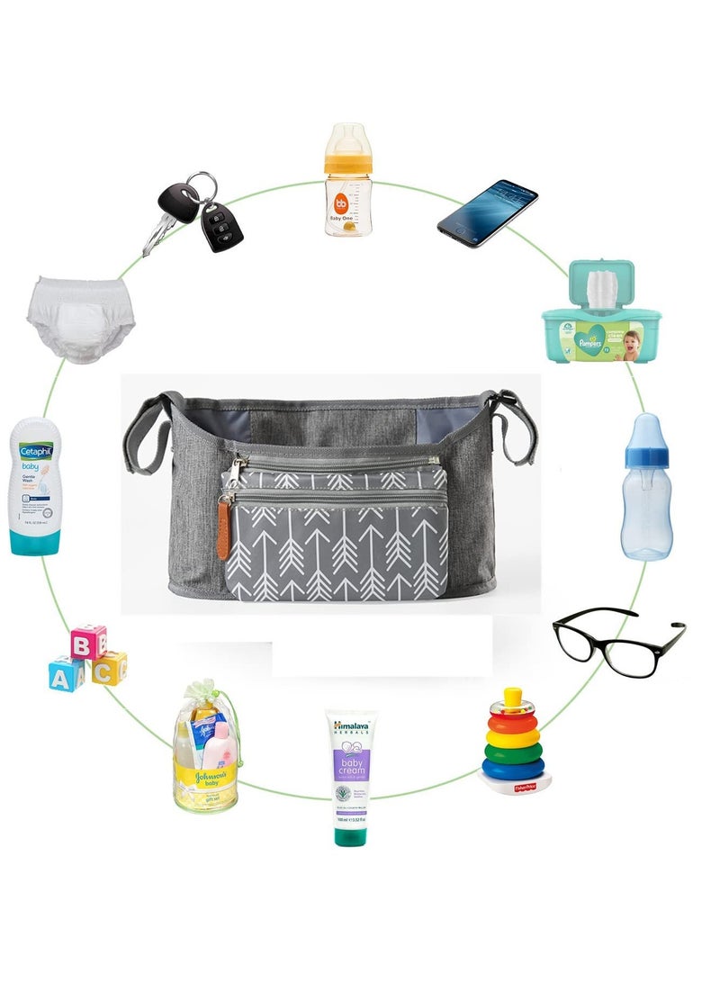 Daytoyz Universal Baby Stroller Organizer Insulated Cup Holder Detachable Zippered Pocket Adjustable Shoulder Strap Large capacity for baby essentials Compact Design Fits Any Strollers - Image 3