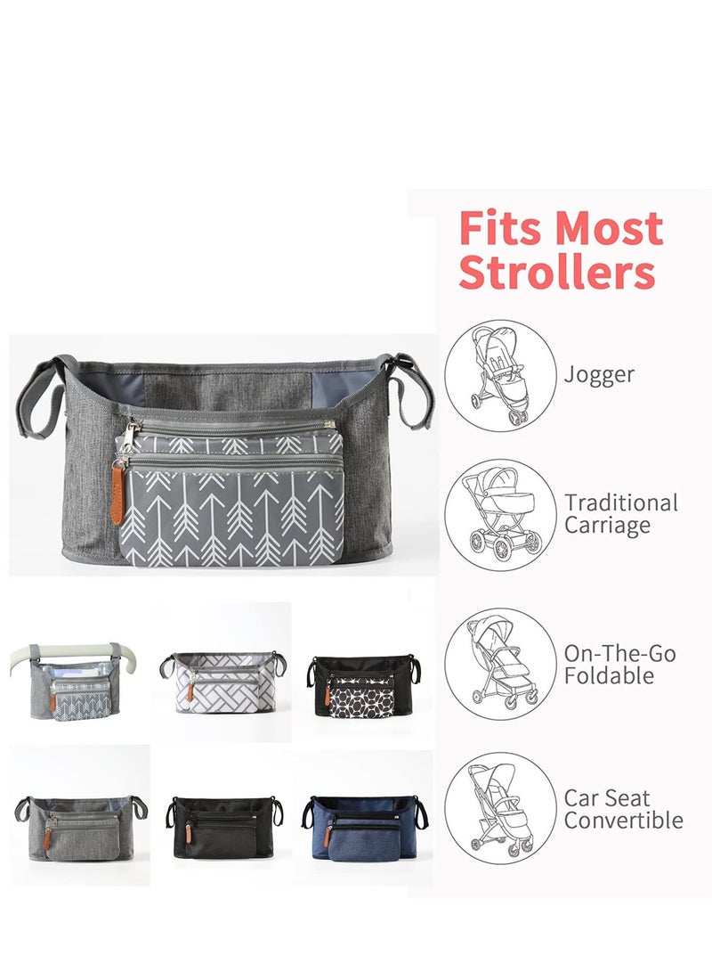 Daytoyz Universal Baby Stroller Organizer Insulated Cup Holder Detachable Zippered Pocket Adjustable Shoulder Strap Large capacity for baby essentials Compact Design Fits Any Strollers - Image 4