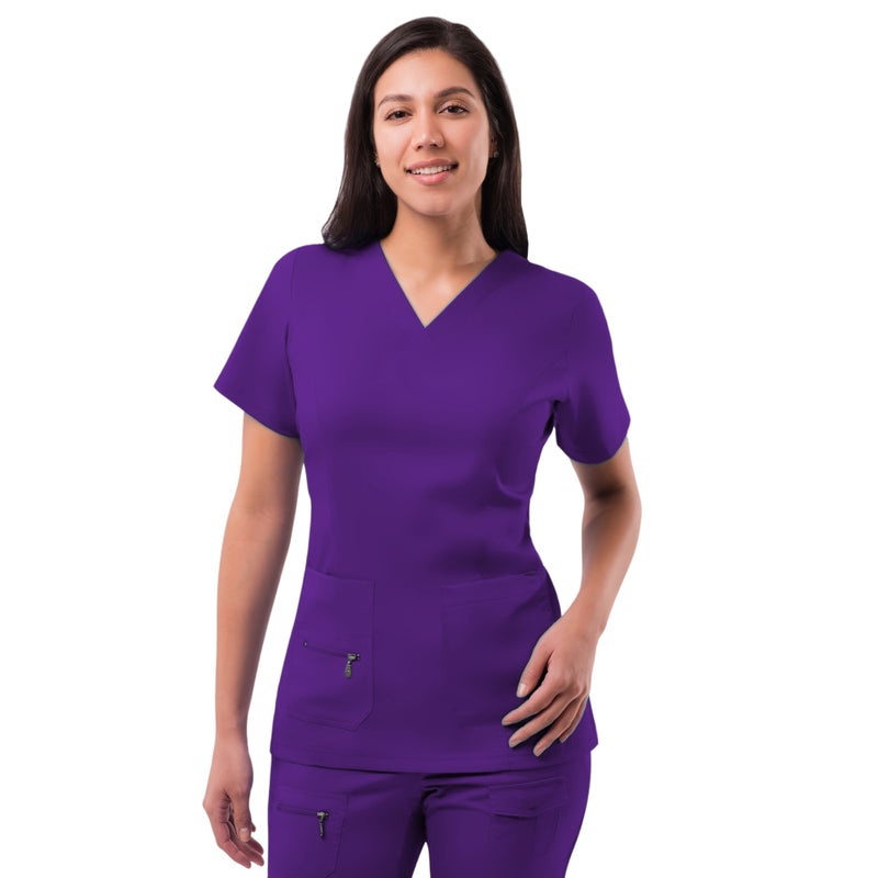 82021 Deep Purple Set Summer Short Sleeve Medical Uniform for Pet Hospitals and Dental Clinics