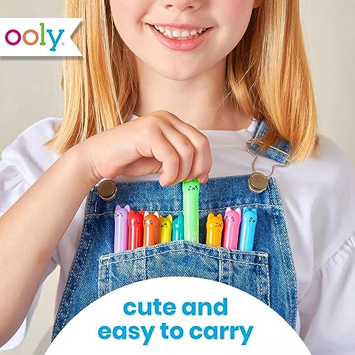 Ooly Cat Parade Gel Crayons for Kids and Adults - Set of 12 Rainbow Color Crayons for Glass and Paper Surfaces with Cat-Shaped, Twist-Up Caps - Smooth Gliding Gel Crayon Set - Image 5