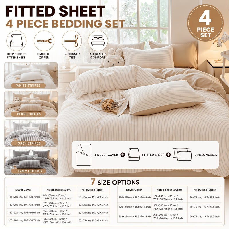 4pcs Luxury Bedding, Ultra Soft 100% High-quality Ultra-fine Fiber Comfortable Blanket, (one Duvet Cover, One Bed Sheet, Two Pillowcases), Suitable for All Seasons, Back to School Supplies - Image 3
