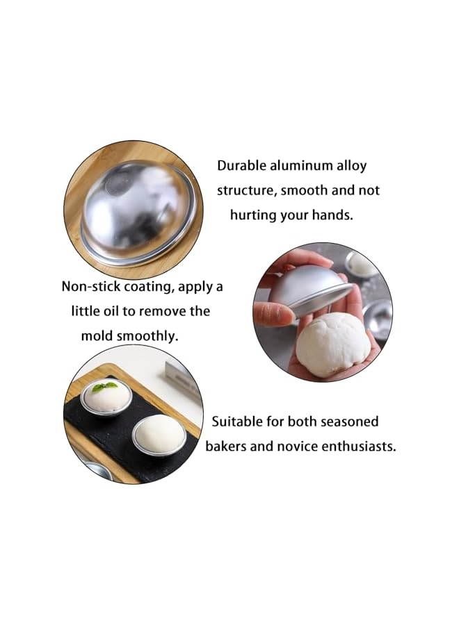 S-TOP 2 Pack 4-Inch Aluminum Cake Pan, 3D Dome Moulds for DIY Baking, Non-Stick Round Baking Tin for Birthday Party, Durable Alloy Bakeware for Football Theme Desserts - Image 3