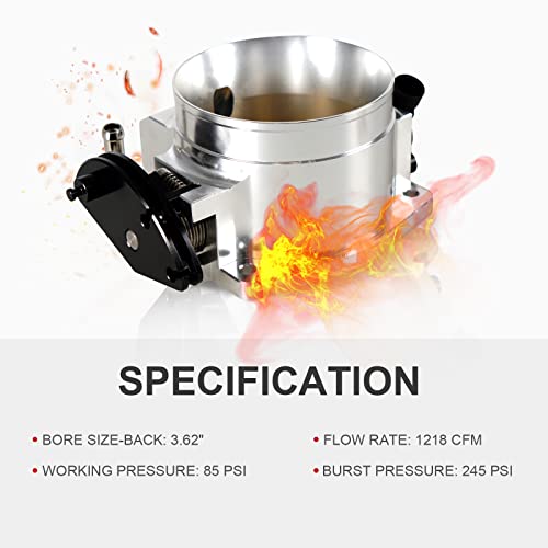 POSENG 92mm Throttle Body 4-Bolt for LS1 LS2 LS3 LS6 LS7 LSX Drive by Cable with Throttle Position Sensors TPS IAC Aluminum Silver HTRACING - Image 5