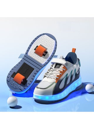 LED Flash Light Sneaker Skate Shoes with Wheels USB Charging Roller Skates Shoes for Kids