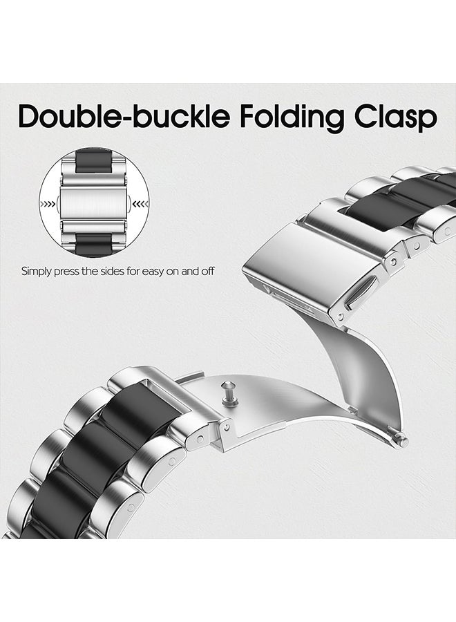 O Ozone Bands Compatible with Samsung Galaxy Watch Ultra 47mm (2024), Metal Stainless Steel Replacement Wristband Strap Men Women for Galaxy Watch 7 Ultra 47mm - Black & Silver  - Image 3