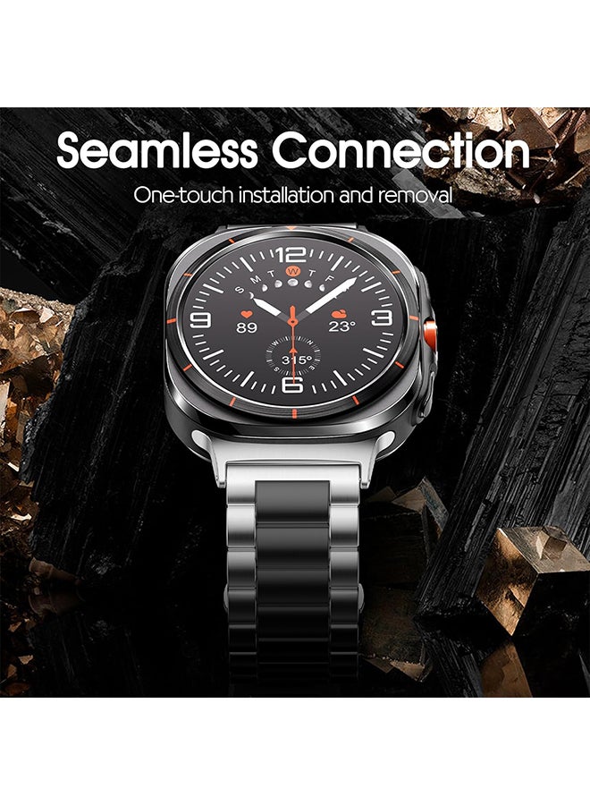 O Ozone Bands Compatible with Samsung Galaxy Watch Ultra 47mm (2024), Metal Stainless Steel Replacement Wristband Strap Men Women for Galaxy Watch 7 Ultra 47mm - Black & Silver  - Image 4