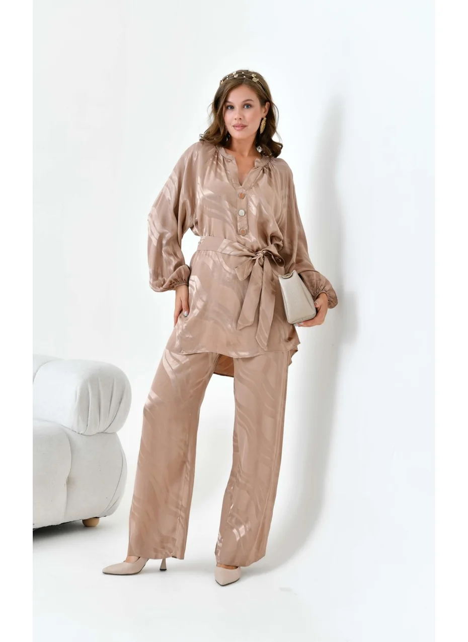 جارمي Women's Jacquard Suit Beige