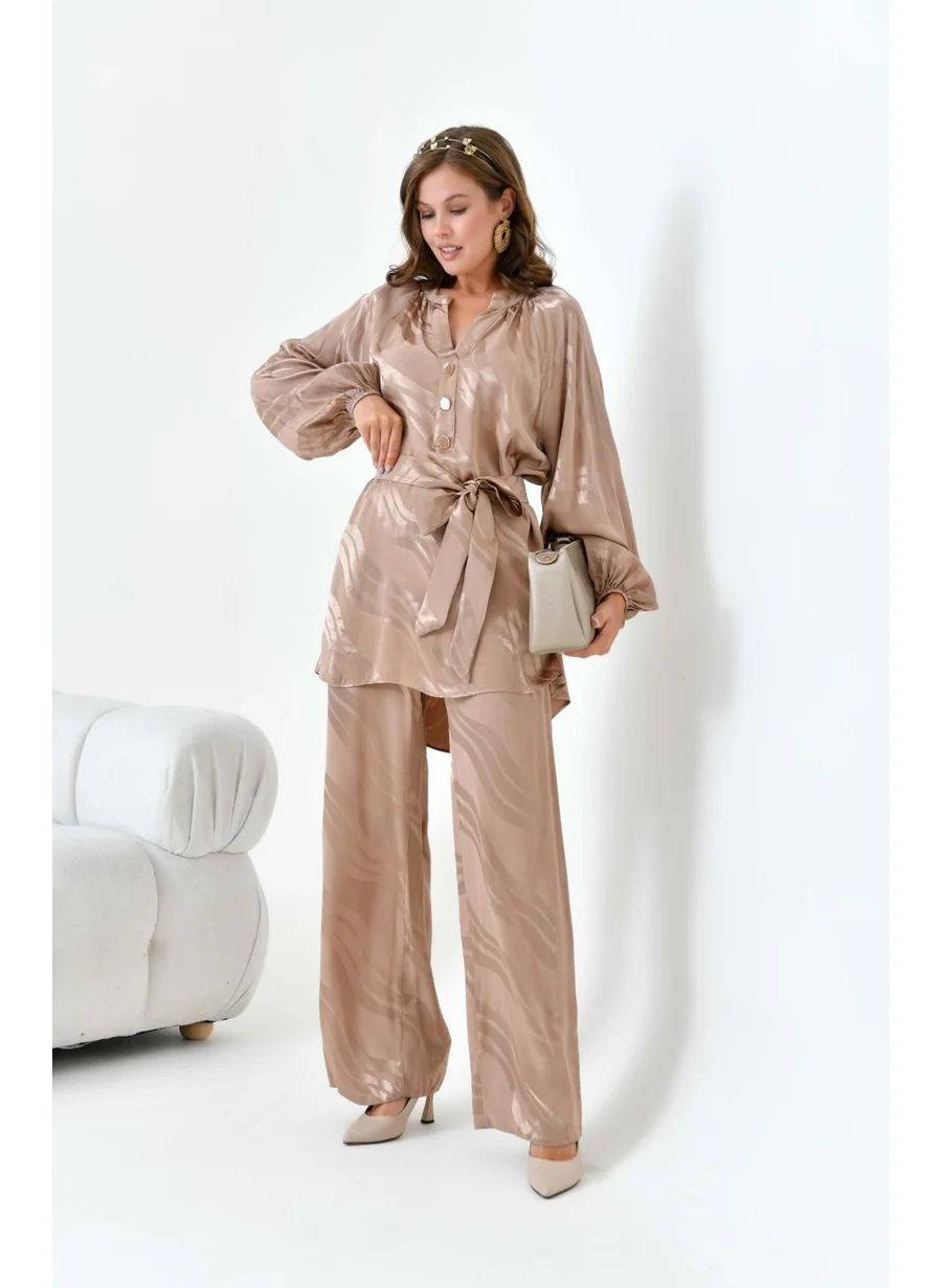 جارمي Women's Jacquard Suit Beige