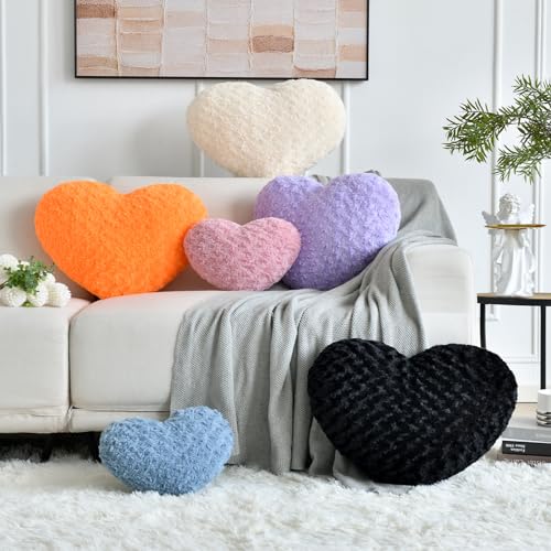 ZCNYCLAM Heart Pillow, Soft Heart Shaped Pillow with Room Decorative Throw Pillows for Bed Couch Chair Sofa, Heart Shaped Cute Throw Pillow Cushion for Bedroom Living Room (Black, Mini 12.9" x 9.8") - Image 2