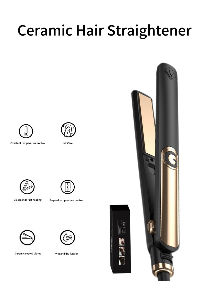 Ceramic Hair Straightener - 5 temperature settings, heats up to 220°C, ceramic coating with heat protection for salon-quality styling - Image 1