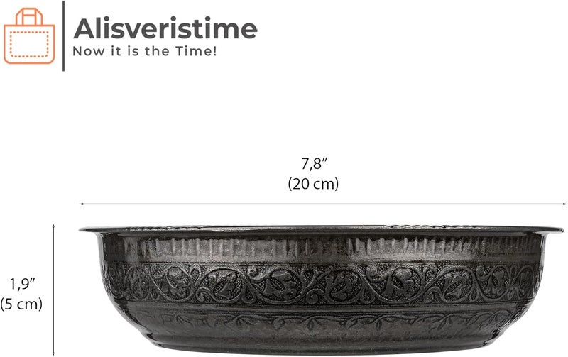 Alisveristime وعاء حمام تركي تقليدي من بأشكال وزخارف أصيلة (وزن 440 جرام، قطر 7.87 بوصة، مصنوع من الزنك، لون نحاس قديم) - Image 3