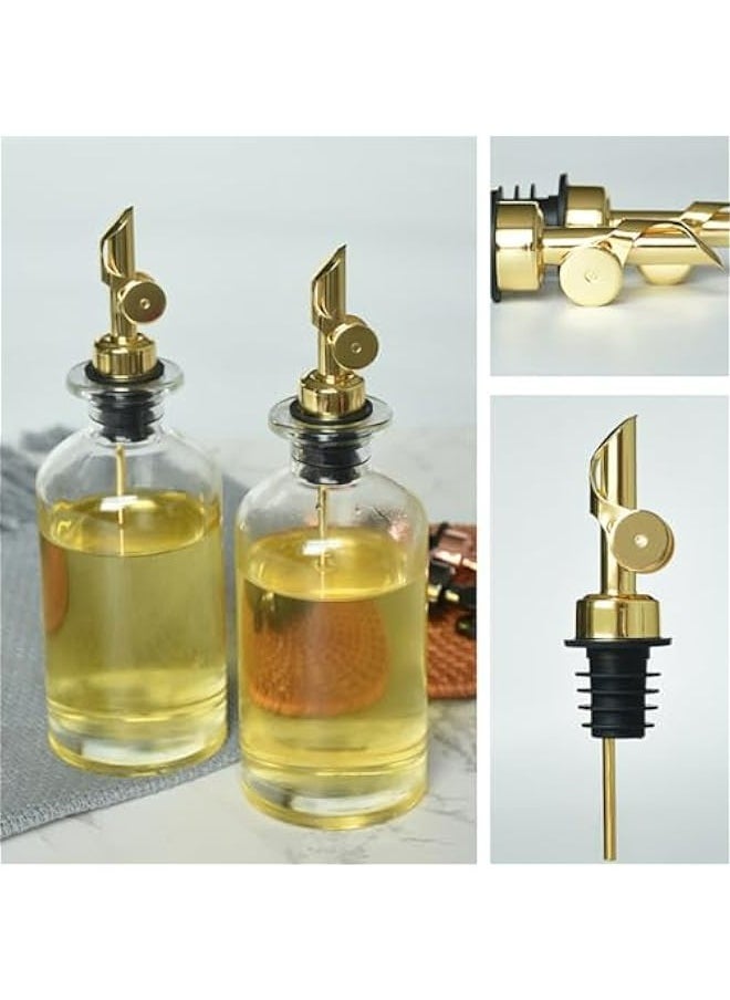 2-Pack of Gold 304 Stainless Steel Oil and Vinegar Dispensers - Automatically Pour Spout, Leak-Proof Design for Soybean and More, Durable and Easy to Use Bottle Pourer