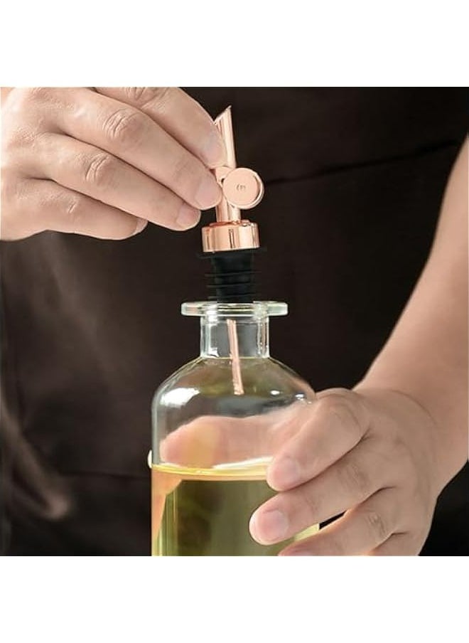 2-Pack of Gold 304 Stainless Steel Oil and Vinegar Dispensers - Automatically Pour Spout, Leak-Proof Design for Soybean and More, Durable and Easy to Use Bottle Pourer