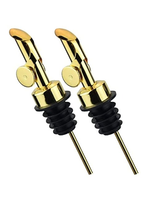 2-Pack of Gold 304 Stainless Steel Oil and Vinegar Dispensers - Automatically Pour Spout, Leak-Proof Design for Soybean and More, Durable and Easy to Use Bottle Pourer