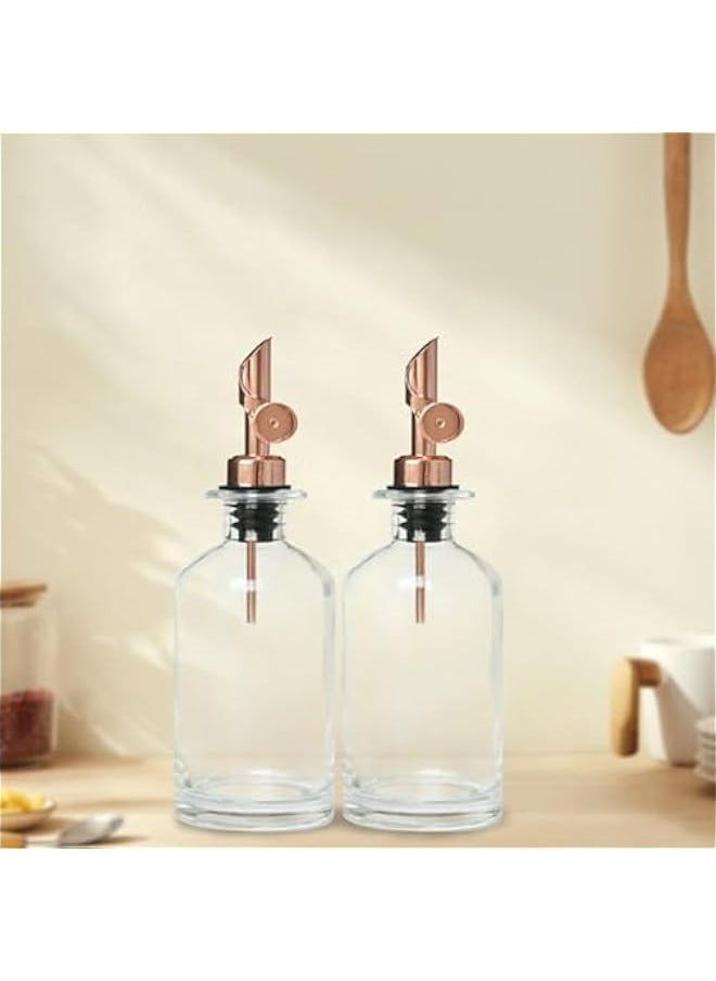 2-Pack of Gold 304 Stainless Steel Oil and Vinegar Dispensers - Automatically Pour Spout, Leak-Proof Design for Soybean and More, Durable and Easy to Use Bottle Pourer