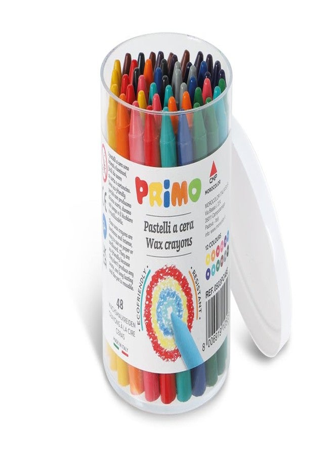 PRIMO Wax Crayon Set, 48-Crayons, Durable, Ergonomic Grip, For Young Artists