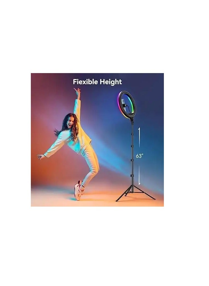 "Large 25 cm LED RGB Ring Light by Youstin for Camera & Phone, YouTube, Video Recording, Makeup | 212 cm Tripod Stand, Lightweight & Foldable, Bluetooth Remote Control"  - Image 4