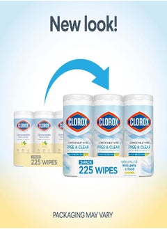 Clorox Clorox Free & Clear Compostable Cleaning Wipes, Light Lemon Scent, 75 Count, Pack of 3 (Pack May Vary)  - Image 1
