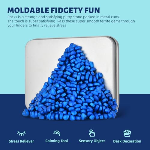 LCVUUK Magnetic Putty Rocks Blue More Than 600 Weak Magnetic Smooth Ferrite Pebbles Desk Toys and TimeKiller for Adults - Image 5