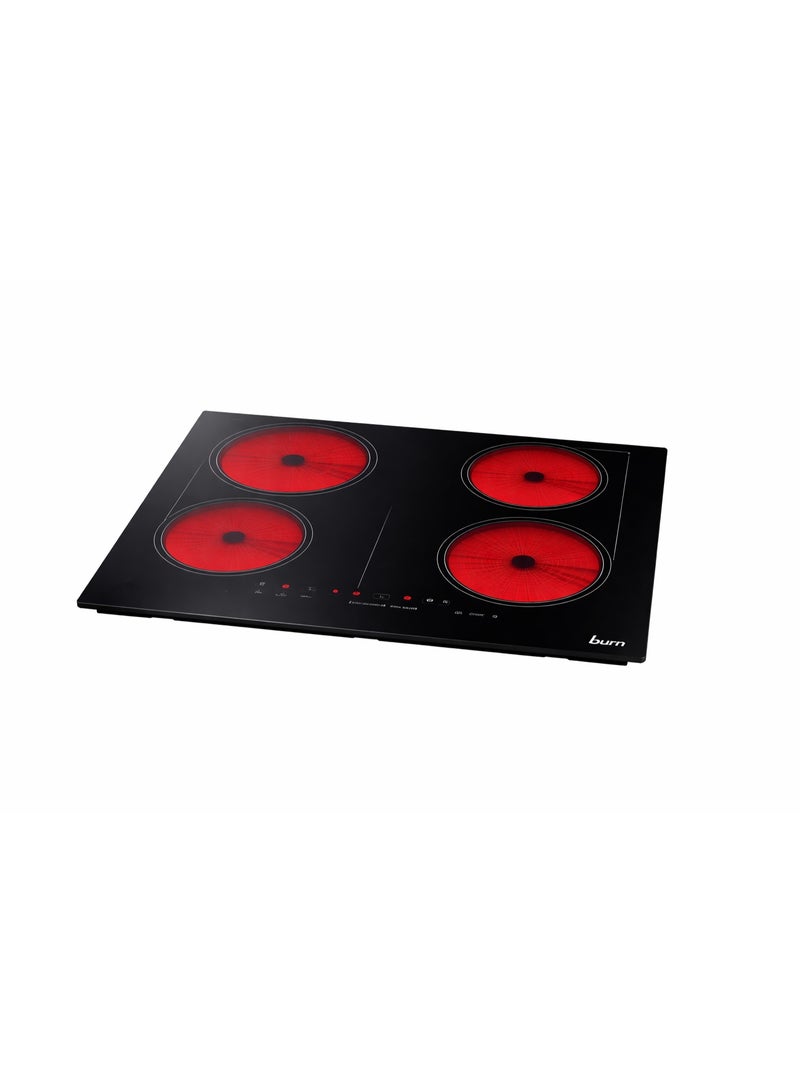 BURN 4-Zone Ceramic Hob – Touch Control, Frosted Anti-Fingerprint Glass, 6000W Total Power - Image 2