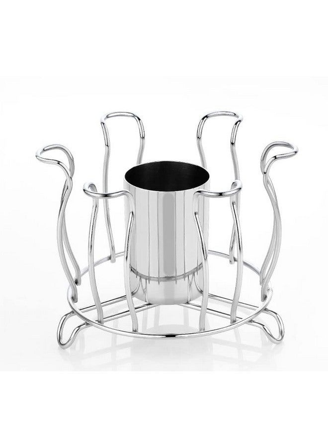 iSTAR Stainless Steel 6 Glass Tabletop Spoon Organizer/Stand - Tiered Shelf , 13 x 12 x 12 cm - Image 1