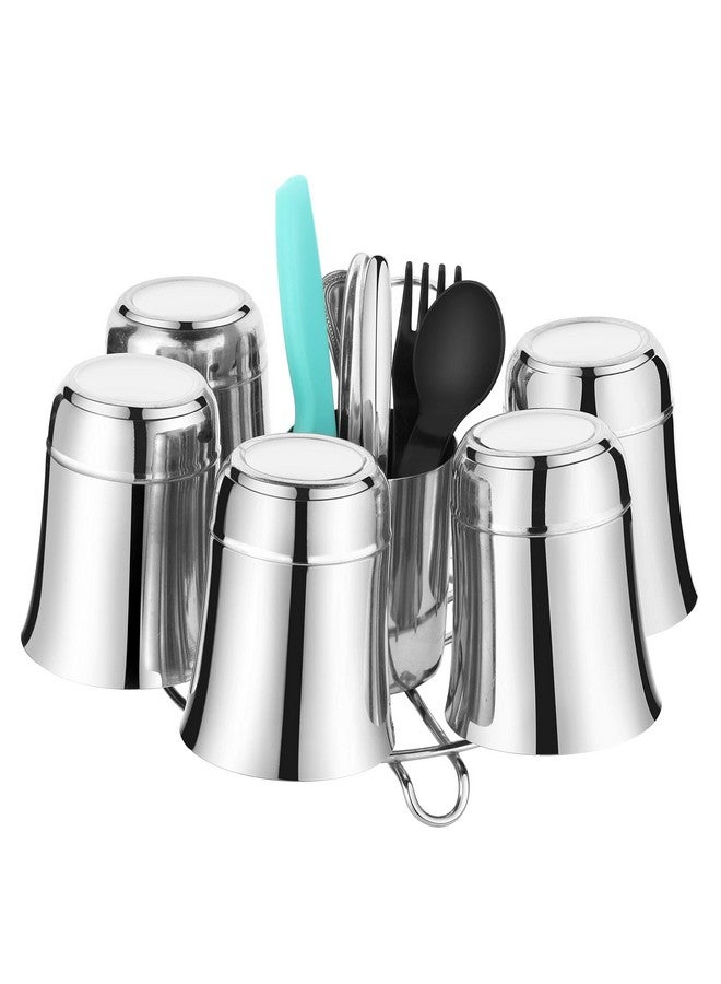 iSTAR Stainless Steel 6 Glass Tabletop Spoon Organizer/Stand - Tiered Shelf , 13 x 12 x 12 cm - Image 2