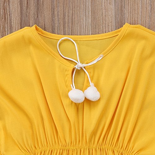 Douhoow Toddler Baby Girls Swim Cover-up Beach Sundress Summer Poncho Rash Guards (Yellow, 6-12M) - Image 5