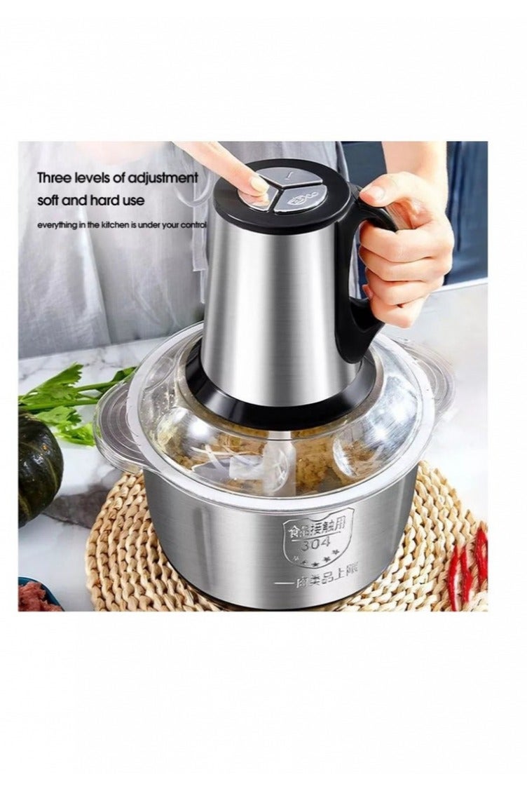 I Lite Electric Food Chopper 600W, 3L Stainless Steel Bowl – Double Blade Multi-Function Meat Grinder & Vegetable Cutter with 2 Speed Modes – High-Power Kitchen Processor for Chopping, Mincing & Mixing - Image 3