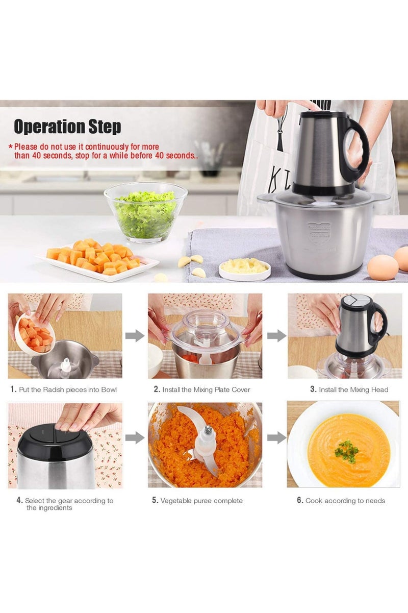 I Lite Electric Food Chopper 600W, 3L Stainless Steel Bowl – Double Blade Multi-Function Meat Grinder & Vegetable Cutter with 2 Speed Modes – High-Power Kitchen Processor for Chopping, Mincing & Mixing - Image 5