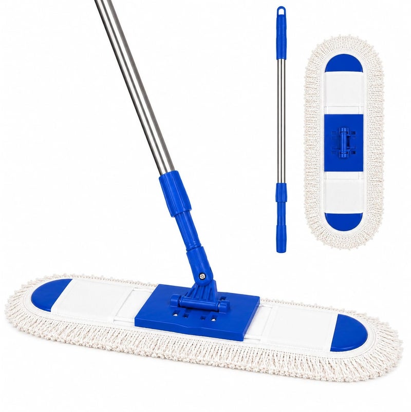 Professional Flat Floor Mop with Extendable Stainless Steel Handle – Washable Microfiber Cotton Head – Suitable for Home & Commercial Floors – 40cm