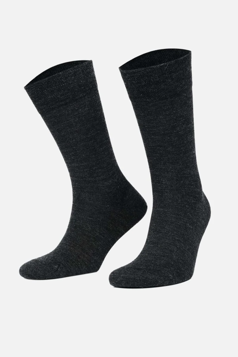 Mısırlı Egyptian Men's Lambswool (Sheep Wool) Single Anthracite Socket Socks - M-63000-A