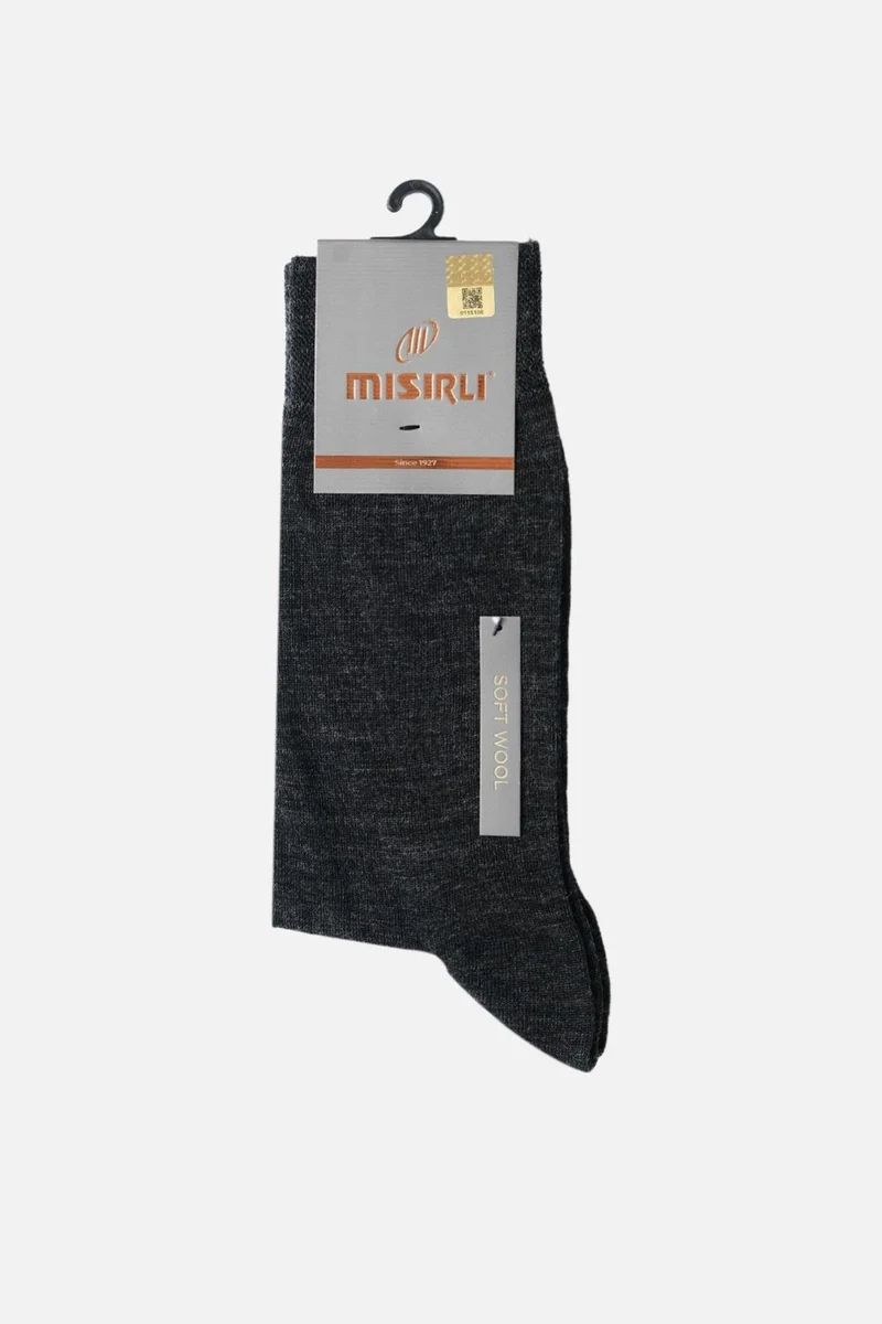 Mısırlı Egyptian Men's Lambswool (Sheep Wool) Single Anthracite Socket Socks - M-63000-A