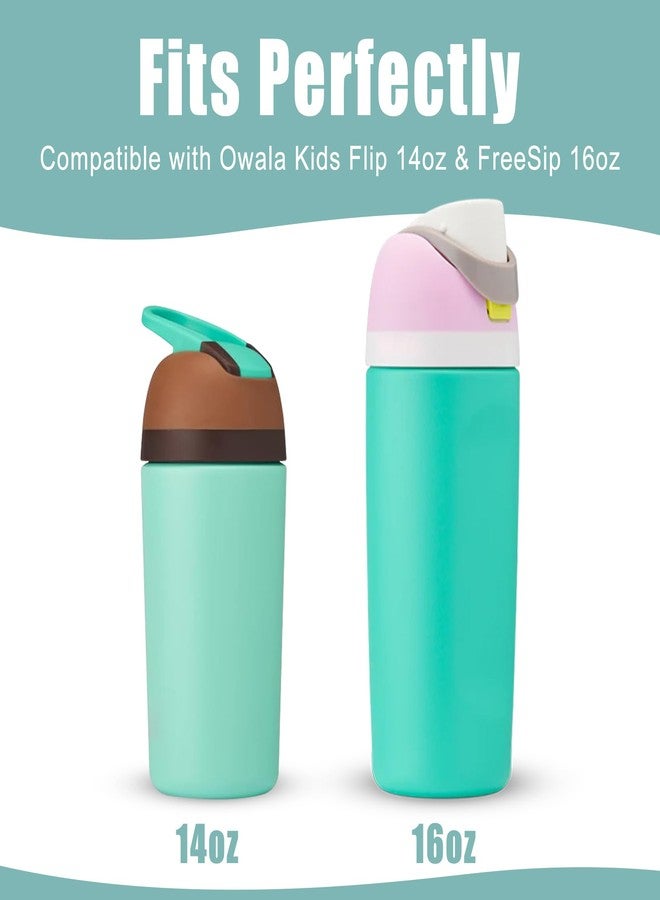 Mokoart غطاء سيليكون من VWPEYY Mokoart متوافق مع زجاجة مياه Owala Kids سعة 16/14 أونصة، غطاء واقي مطاطي مانع للانزلاق لقاعدة زجاجة Owala Kids FreeSip سعة 16 أونصة، ملحقات لزجاجة Owala Kids Flip سعة 14 أونصة (لون النعناع) - Image 2