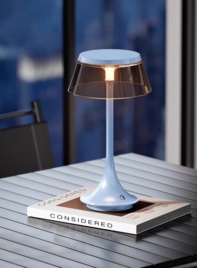 Cordless Table Lamp Blue Color,Rechargeable Luxury Portable Desk Lamp Touch Control Desktop Atmosphere Lamp Dimmable Sleep Light Bedroom Decoration - Image 1