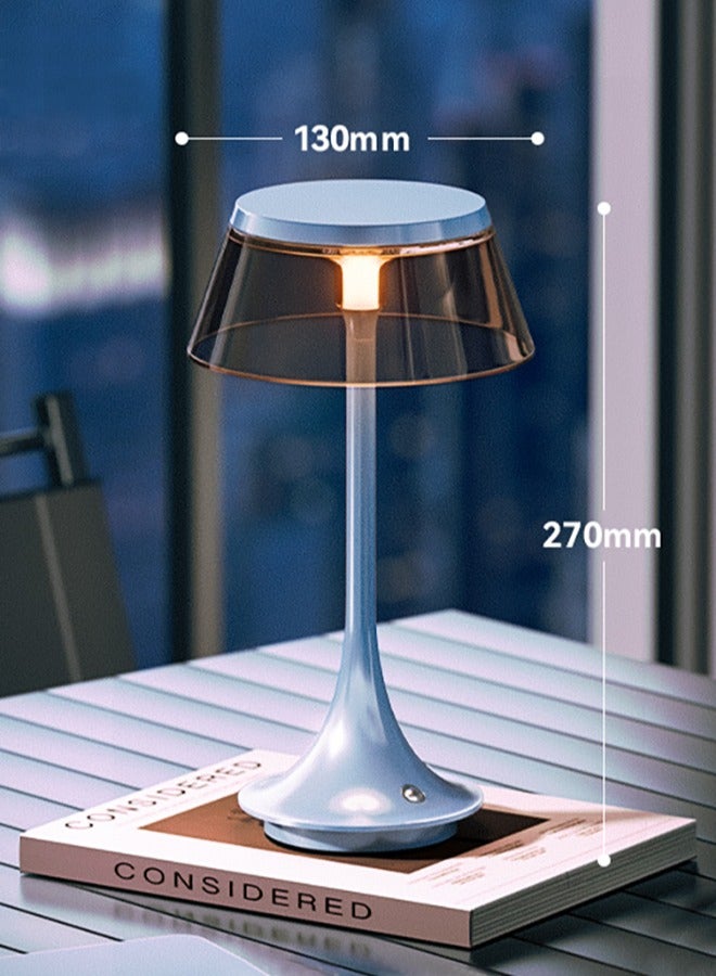 Cordless Table Lamp Blue Color,Rechargeable Luxury Portable Desk Lamp Touch Control Desktop Atmosphere Lamp Dimmable Sleep Light Bedroom Decoration - Image 2
