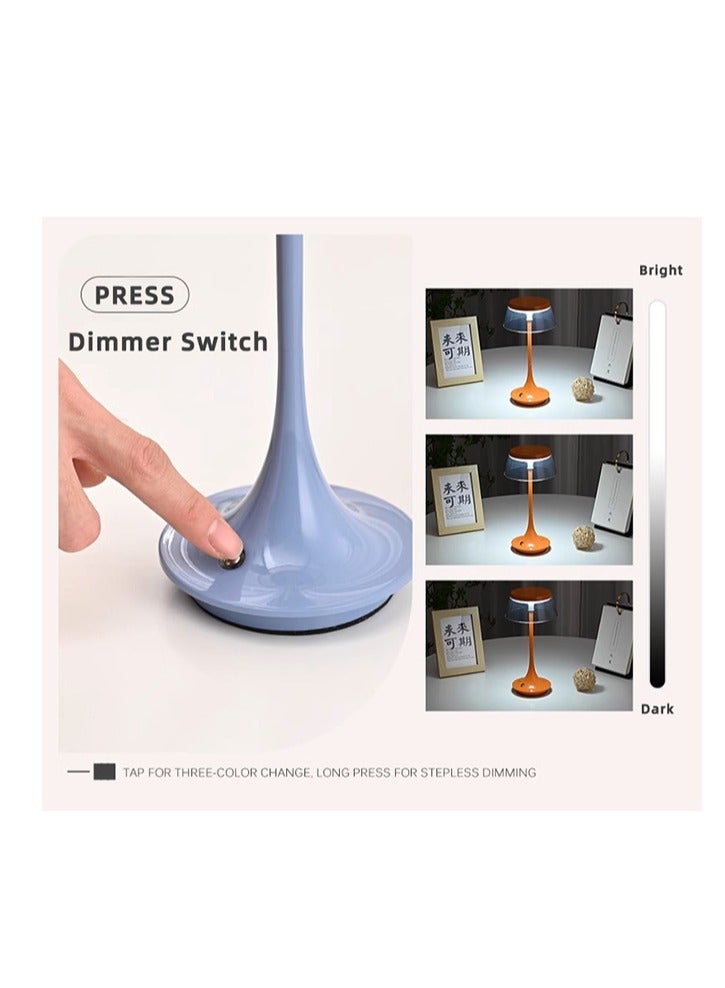 Cordless Table Lamp Blue Color,Rechargeable Luxury Portable Desk Lamp Touch Control Desktop Atmosphere Lamp Dimmable Sleep Light Bedroom Decoration - Image 3