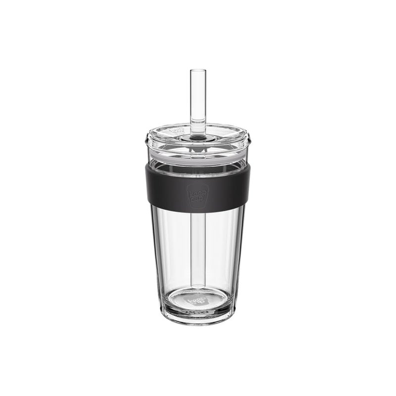 KeepCup Cold Cup Longplay Double wall Glass Ice Coffee Tumbler with Lid and Straw 16oz 454ml Black - Image 2