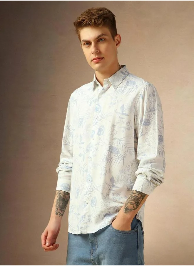 دينيس لينغو Floral Print Button-Down Shirt by Styli