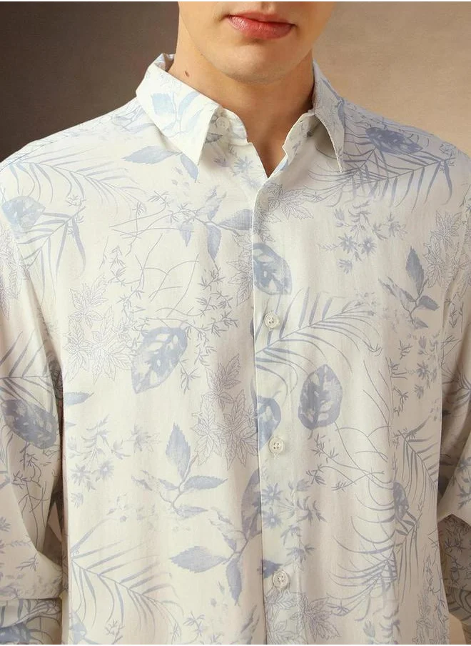 دينيس لينغو Floral Print Button-Down Shirt by Styli